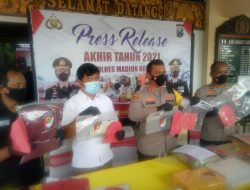 Gelar pers release Akhir Tahun 2021, Kapolres Kota Madiun Tetap Utamakan Prokes