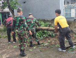 Pasca Puting Beliung di Krian Sidoarjo, Polisi Kerja Bakti Bersama TNI dan Warga