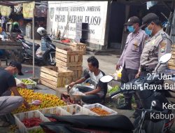 Operasi Yustisi Penegakan Disiplin Prokes di Pasar Ploso – Jombang