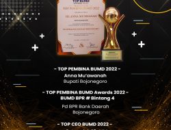 Bu’e (Bupati Bojonegoro) Terima Penghargaan TOP Pembina BUMD 2022
