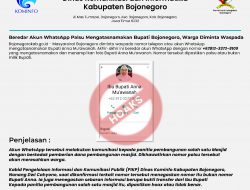 WASPADA, WhatsApp Palsu Mengatasnamakan Bupati Bojonegoro 