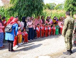 TNI Sahabat Anak, Markas Koramil Kepohbaru Kodim Bojonegoro dikunjungi Siswa Pos PAUD Cempaka dan TK Al- Majid