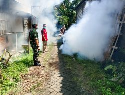 Babinsa Kedungadem Kodim Bojonegoro Bantu Petugas Kesehatan Laksanakan Fogging