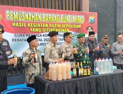 Polres Bojonegoro Memusnahkan Barang Bukti Minuman Keras Bersama Forkopimda