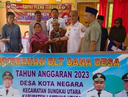 Pencairan Dana Desa Tahap Pertama, Pemdes Kota Negara Salurkan BLT DD Kepada 24 KPM