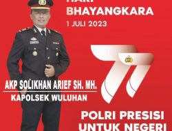 Kapolsek Wuluhan Polres Jember AKP Solikhan Arief Beserta Anggota Mengucapkan Selamat Hari Bhayangkara ke-77