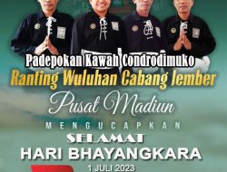Padepokan Kawah Condrodimuko Ranting Wuluhan Cabang Jember Pusat Madiun mengucapkan Selamat HARI BHAYANGKARA ke-77