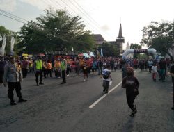 Polres Wonogiri Terjunkan Personil Gabungan Amankan Jalan Sehat Hari Kesehatan Nasional ke-59