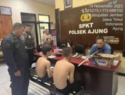 2 Orang  Diduga Geng Klintih Diaman Polsek Ajung