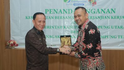 Pemkab Lampura Bersama BPJS Ketenagakerjaan Lakukan Perjanjian Kerjasama