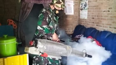 Babinsa Koramil Sumberrejo Bojonegoro bantu Fogging di Desa Sendangagung