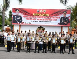 Gelar Upacara Penghargaan, Kapolres Madiun Kota Apresiasi 12 Personel Berprestasi