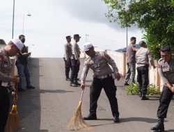 Polres Wonogiri Gelar Kerja Bakti Persiapan Kunjungan Presiden RI di Wonogiri
