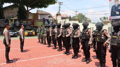 Amankan Pemungutan Suara, Polres Wonogiri dan Kodim 0728 Wonogiri Gelar Patroli Berskala Besar