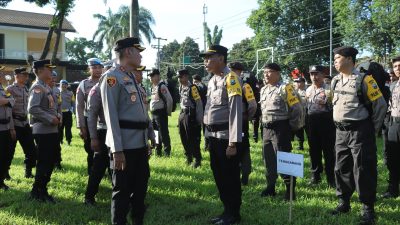 Polres Bondowoso Gelar Apel Pelepasan Anggota Dalam Pengamanan TPS Pemilu 2024