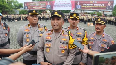 Polresta Sidoarjo Gelar Apel Pergeseran Pasukan Pengamanan TPS Pemilu 2024