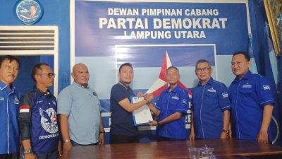 Ardian Saputra Mengembalikan Formulir Calon Bupati Lampung Utara 2024 ke Partai Demokrat