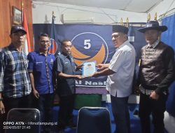 Imam Syuhada Serahkan Berkas Pendaftaran Bacawabub Lampura di Sekretariat  DPD Partai Nasdem