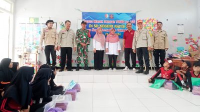 Satgas TMMD 120 Kodim Bojonegoro, PMI dan Tagana Sosialisasikan Sekolah Siaga Bencana