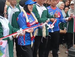 Peresmian Jalan Cor Beton dan Pembukaan CFD di Desa Trowulan oleh Bupati Ikfina Diwarnai Pemberian Lukisan dari Kades Zainul Anwar
