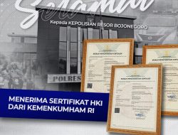 Polres Bojonegoro Terima 3 Sertifikasi Hak Paten dari Kemenkumham