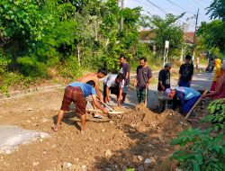 Terabaikan dari Pemerintah Daerah, Warga Dukuh Sejanjang Setono Gotong-royong Perbaiki Jalan