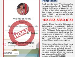Beredar Akun WhatsApp Palsu Mengatasnamakan Pj Bupati Bojonegoro, Warga Diminta Waspada