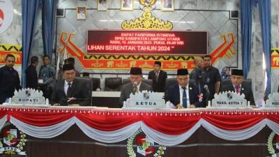 DPRD Lampura Gelar Paripurna Istimewa Penetapan Hamartoni Ahadis dan Romli Sebagai Bupati dan Wakil Bupati Terpilih