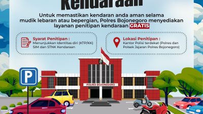 Mudik Tenang, Polres Bojonegoro Siapkan Penitipan Kendaraan Gratis