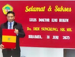 Direktur LBH Rastra Justitia Didi Sungkono Raih Gelar Doktor Ilmu Hukum dari Untag Surabaya