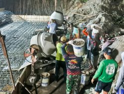 Maksimalkan Pekerjaan, Satgas TMMD 125 Bojonegoro Kerja Lembur