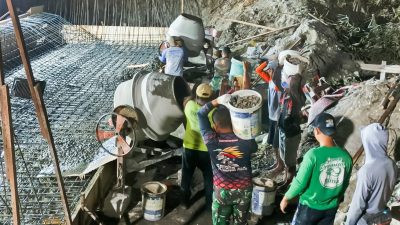 Maksimalkan Pekerjaan, Satgas TMMD 125 Bojonegoro Kerja Lembur