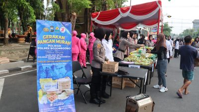 Polwan Polres Bojonegoro Gelar Bakti Kesehatan di CFD, Warga Antusias Serbu Layanan Gratis