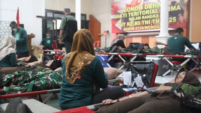 Jelang HUT TNI ke-80, Kodim Wonogiri Gelar Baksos Donor Darah