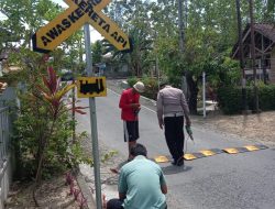 Polres Wonogiri Pasang Speed Bump di Lintasan Rel KA Selogiri untuk Cegah Kecelakaan