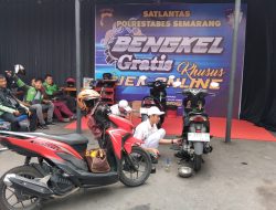 Satlantas Polrestabes Semarang Gelar Servis Gratis untuk Ojek Online di Simpang Lima