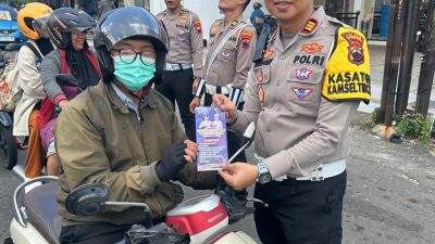 Sat Lantas Polres Wonogiri Gencarkan Sosialisasi Ops Keselamatan Candi 2026 di Jalan Diponegoro