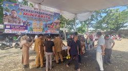 Sat Intelkam Polres Lampung Utara Pantau Operasi Pasar Minyak Goreng MinyaKita di Pasar Sentral Kotabumi