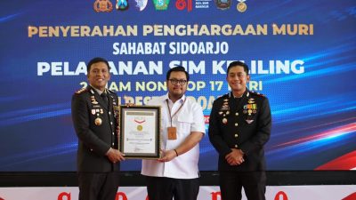 SIM Keliling Sahabat Sidoarjo 24 Jam Nonstop Raih Rekor MURI, Catat Pelayanan SIM Keliling Terlama