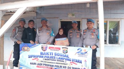 Sambut Hari Jadi Propam Polri ke-24, Sipropam Polres Lampung Utara Salurkan Bansos kepada Warga